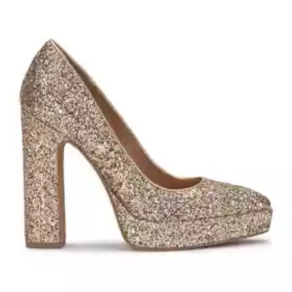 Jessica Simpson Gold Glitter Women's Pumps - Picture 1 of 2